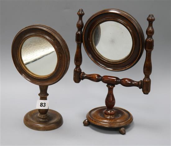 Two Victorian adjustable convex toilet mirrors